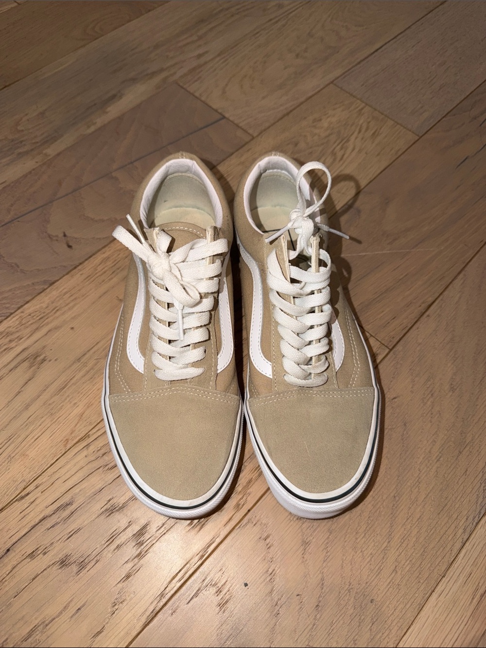 Vans Old Skool Low-Top Sneakers in Beige and White